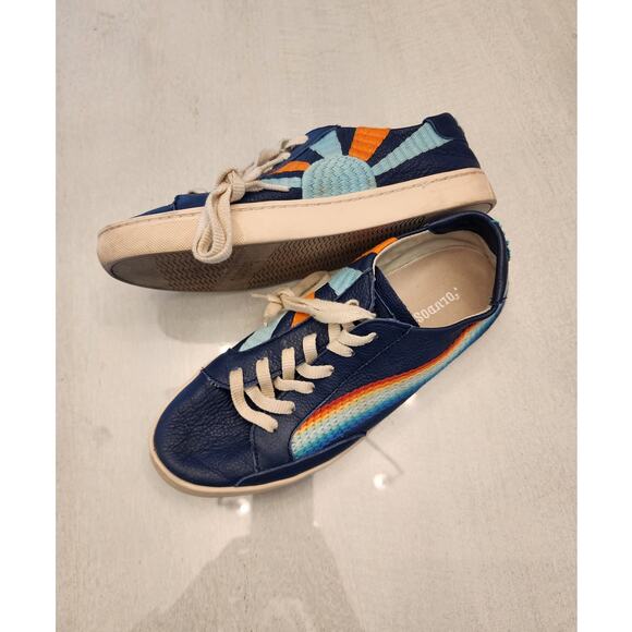 Soludos Shoes - Soludos The Original Ibiza Marine Blue Rainbow Wave SZ 9 Leather Women's